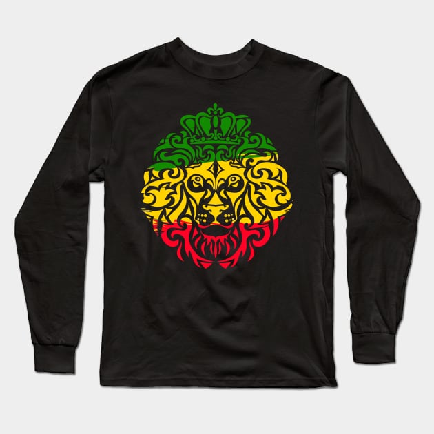 Lion of Judah, Rasta, King, Ethiopia flag Long Sleeve T-Shirt by alzo